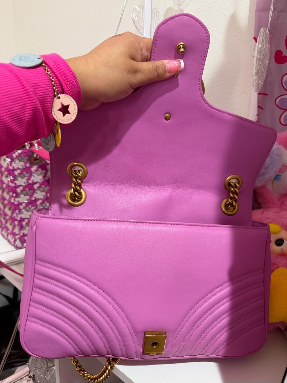 Gucci Pink Quilted GG Marmont Shoulder Bag with Gold Hardware - Picture 12 of 17